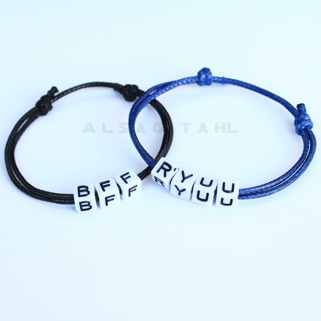 Gelang Handmade (KHUSUS 3-4 Huruf) Nama Inisial Couple Persahabatan Pasangan Murah