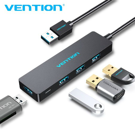 Vention Hub 4 Port Usb 3.0 Ultra Slim Kecepatan Tinggi Untuk Notebook / Pc