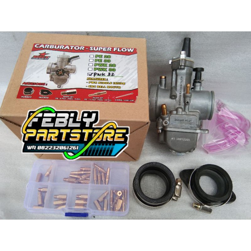 KARBURATOR PWK BRT 30 32MM SUPER FLOW CARBU BRT RACING PWK 30 32MM BONUS MAIN JET PILOT JET BRT