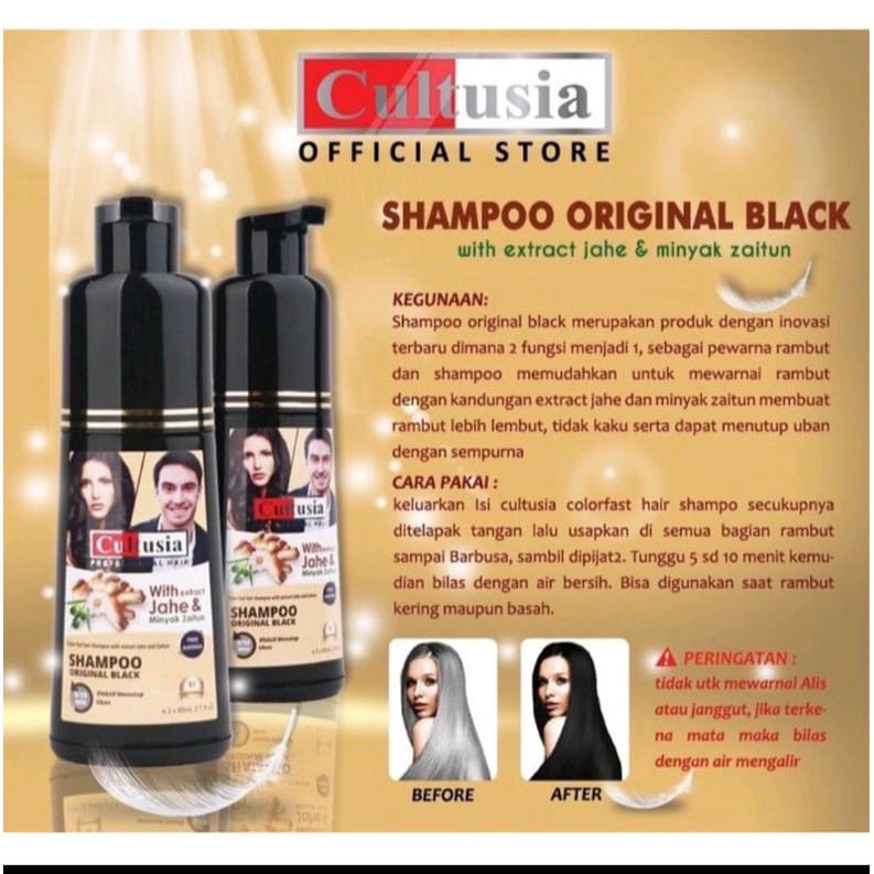 Cultusia Shampo Original Black dengan ekstrak Jahe &amp;Minyak Zaitun 160 ml ~ ORIGINAL 100%