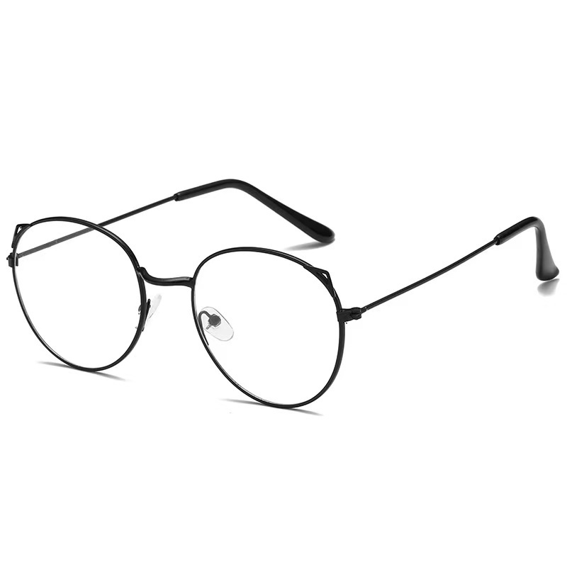 (Rowling)Impor murah Frame Kacamata Wanita dan Pria Gaya Retro Round Eyeglasses Metal Frame Kacamata Fashion-ka-6 hitam