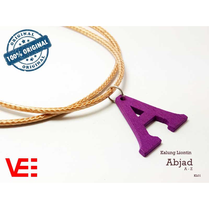VeE Tali Kalung Liontin Gaul Huruf Abjad Warna Warni Gratis Tali Kalung