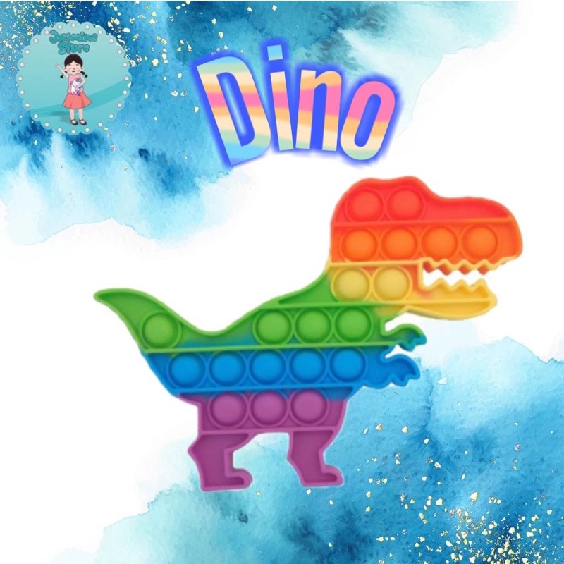 Ready Pop It Rainbow Murah/Fidget Pop It Rainbow Free Kelereng/Free Bonus-Dino