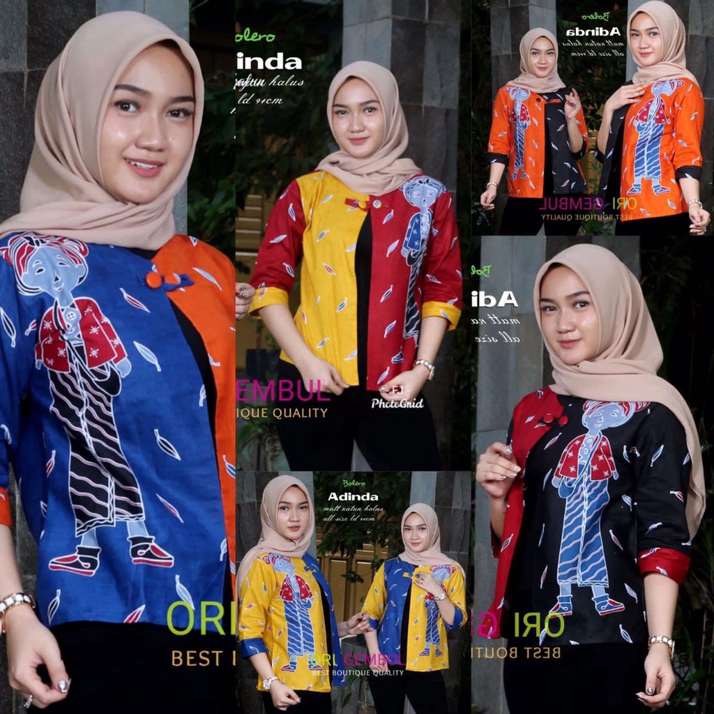 Outer Adinda Warna Bolero Batik Karakter Seling Kombinasi Atasan Kancing Wanita