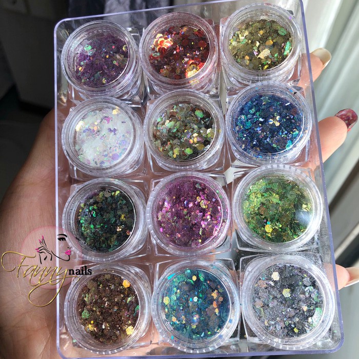 Glitter set mix 12 pcs nailart / hiasan glitter nailart kutek gel