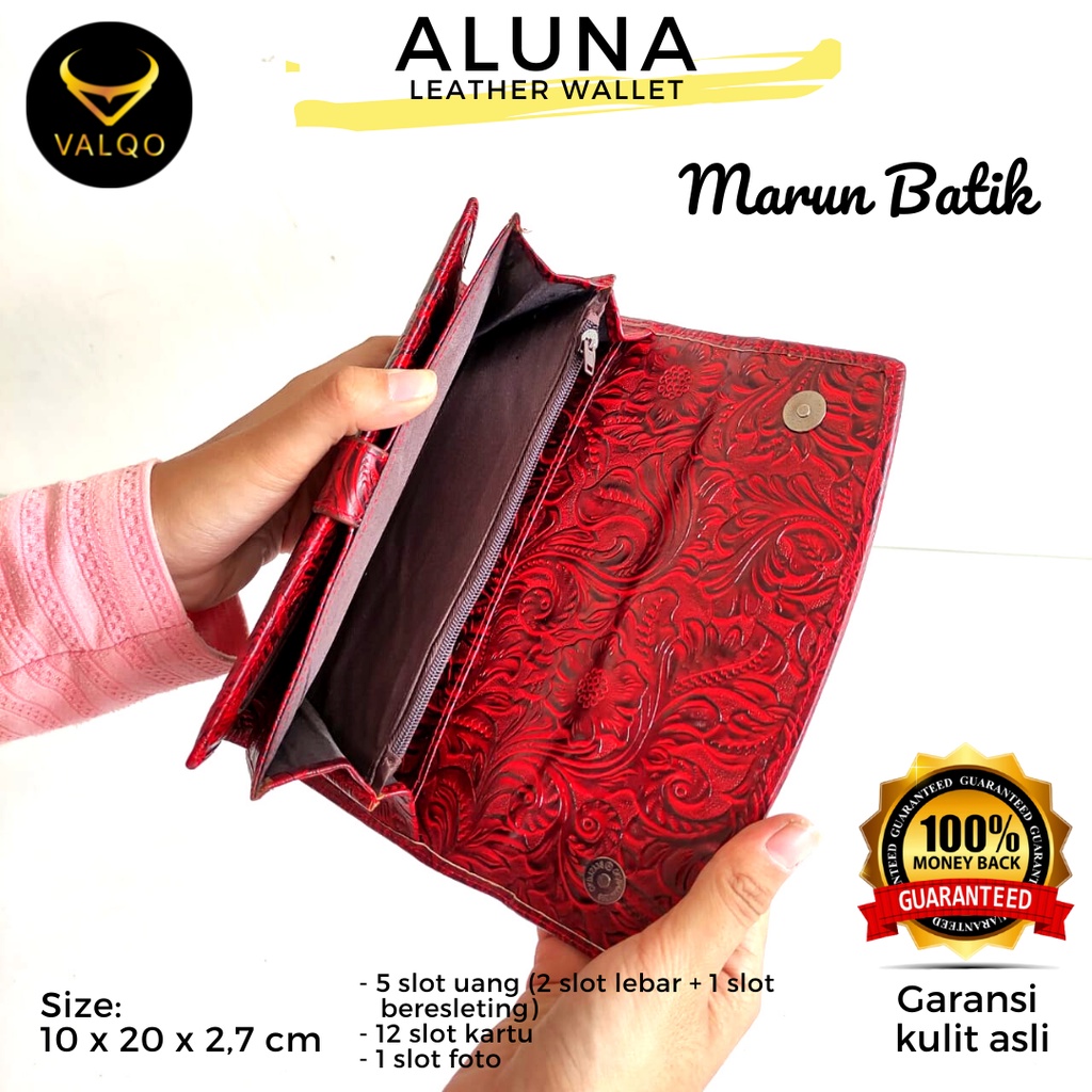 [VALQO] Dompet ALUNA MOTIF Kulit Sapi motif Batik BY kartu wanita cewek perempuan bisa COD