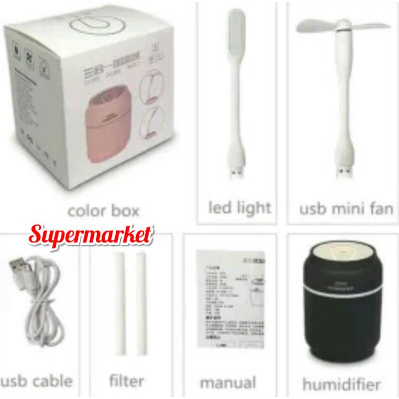 Air Humidifier Aroma Terapi Pelembab Pewangi Ruangan 3in1 USB Mini Fan