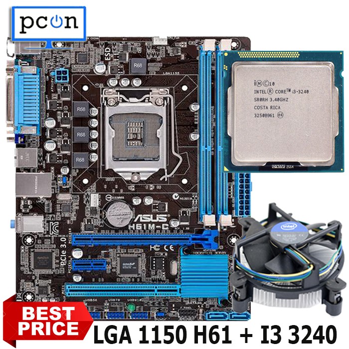 Paket mainboard LGA 1155 H61 ASUS dengan i3 3240