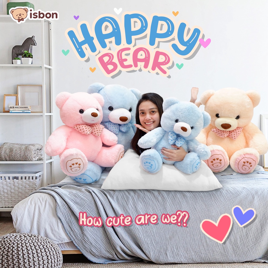 Boneka Beruang Happy Bear 15 INCH Bulu Halus Non Alergi Cocok Untuk Mainan Anak By ISTANA BONEKA