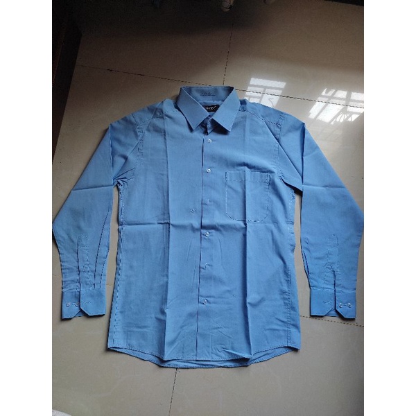 kemeja Alisan Lengan Panjang Biru Muda