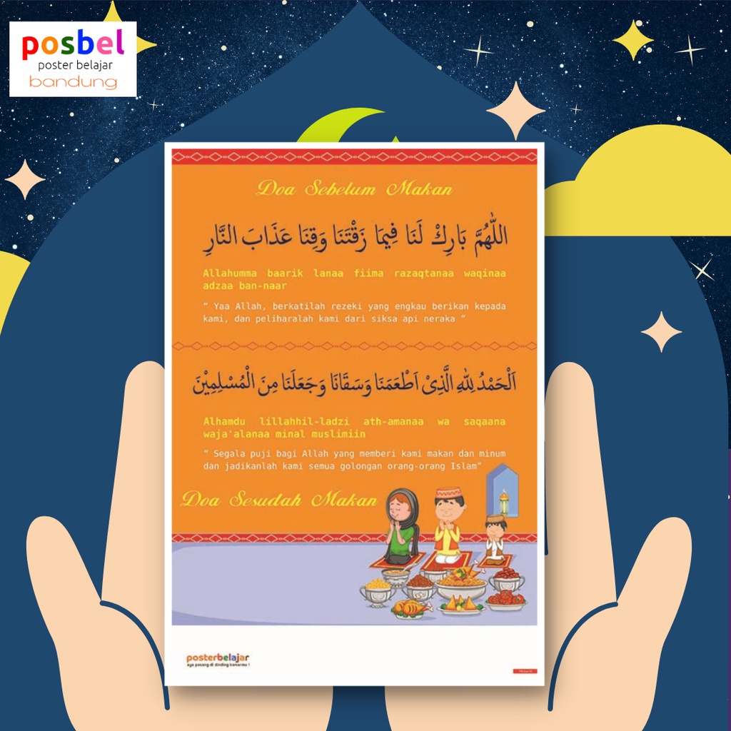 Poster Belajar Doa Sebelum dan Sesudah Makan untuk Edukasi Anak  Tipe 02