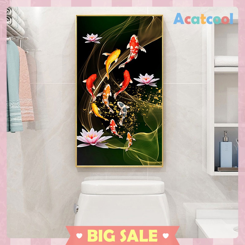 45x85cm Koi Fish Lotus Diamond Painting Full Round Drill Cross Stitch Kit