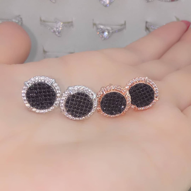 Anting Giwang Silver Rosegold Black Diamond Titanium Xuping