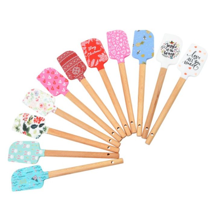 Spatula Silicone Gambar Karakter Print Motif Scraper Tahan Panas