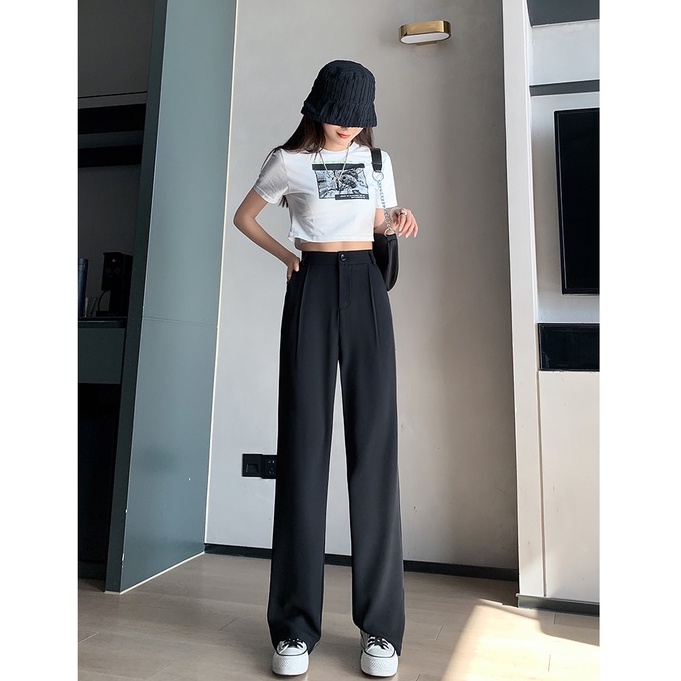 XIAOZHAINV Korea Casual Celana Panjang Straight Pants Wanita