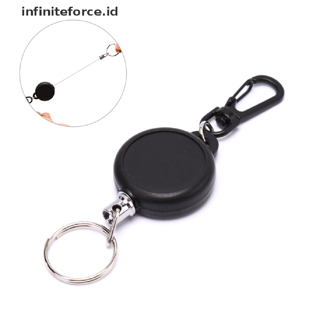 Infiniteforce.id 1pc Holder Kartu Id / Badge Retractable Warna Hitam Ukuran 60cm