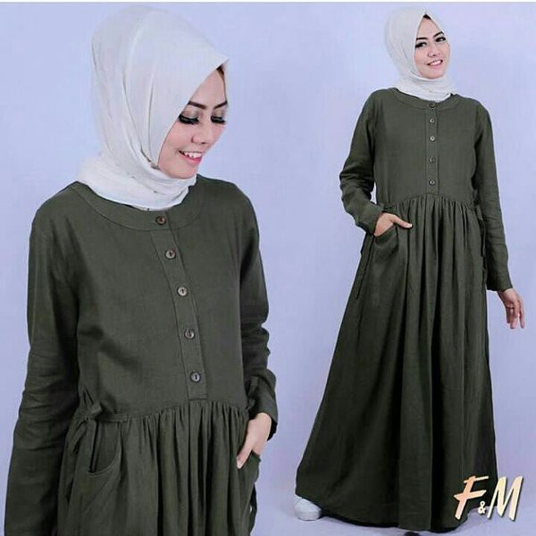 Baju Original Lineta Maxi Dress Muslim Modern Panjang Hijab Fashion Perempuan Casual Gamis Pakaian