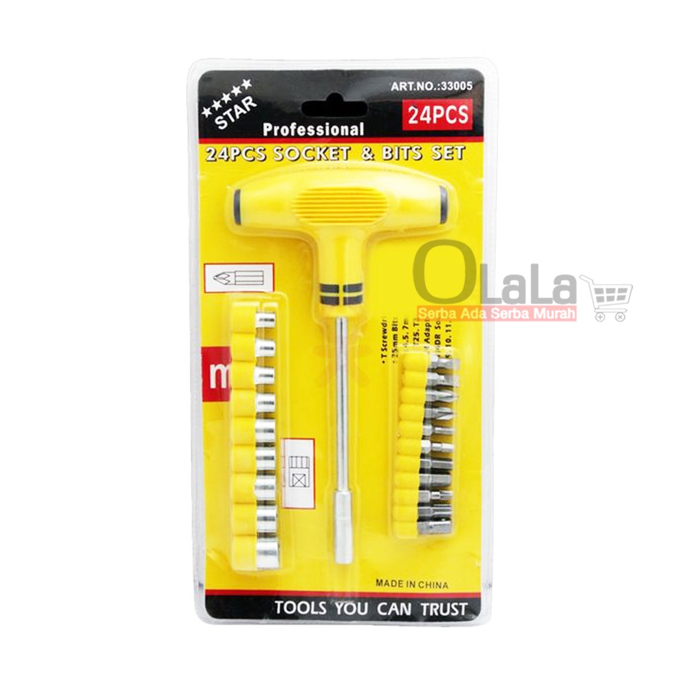 Obeng Kunci Sock T Plus Palu 20 in 1 Screwdriver Tools - Kuning JL-1080