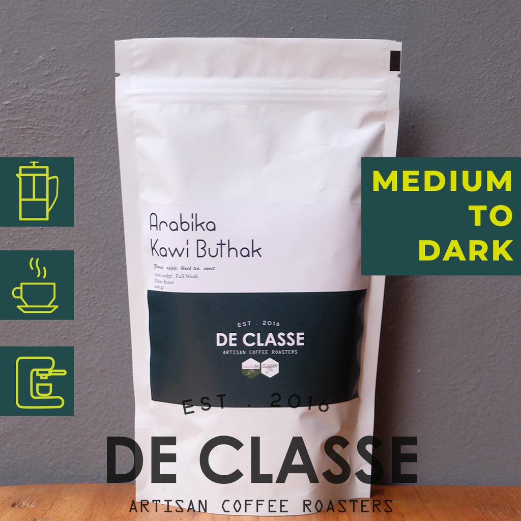 

SPECIALTY ARABIKA KAWI 200 GRAM BIJI ATAU BUBUK KOPI MEDIUM TO DARK ROAST ESPRESSO KOPI TUBRUK