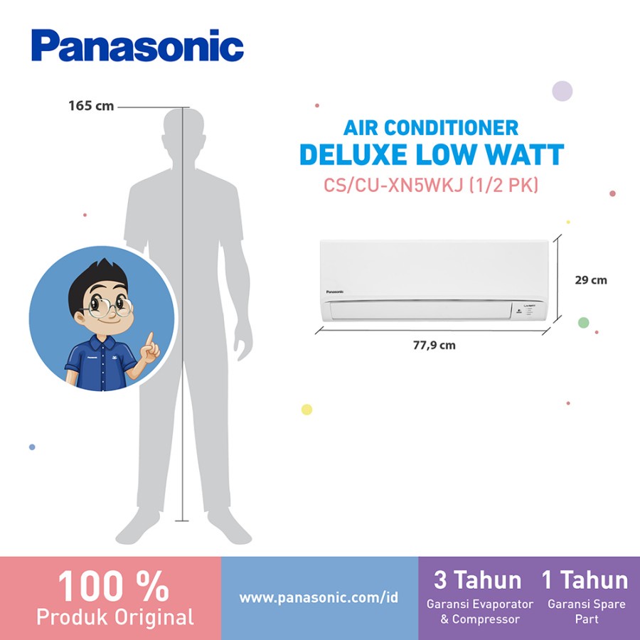 Panasonic CS-XN5WKJ AC Split 1/2 PK Deluxe Low Watt