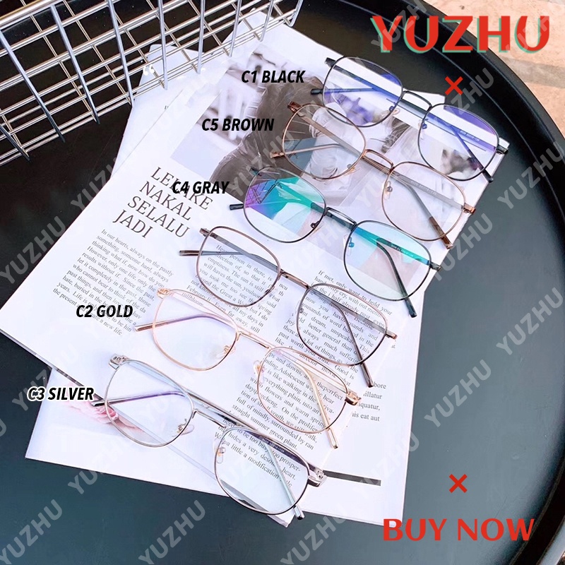 (YUZHU) Bayar di Tempat Kacamataminus 0°~ -400° Korean Design Retro Besi Frame Eyeglasses Wanita/Pria