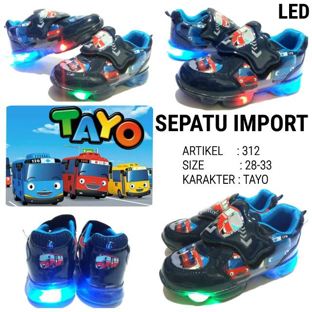 Sepatu sekolah import lampu anak laki laki karakter tayo 312 murah