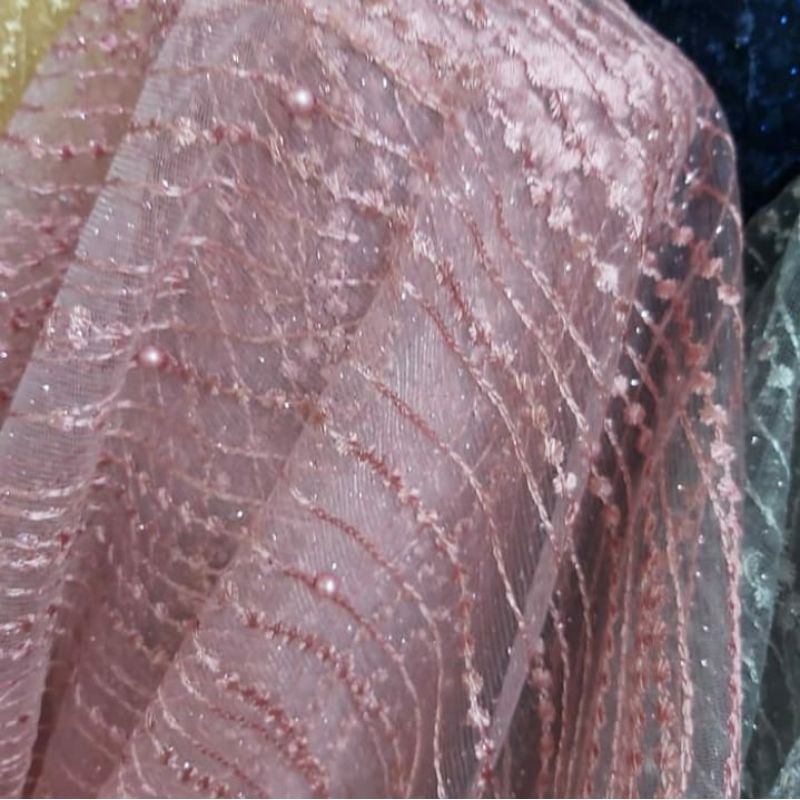 Bahan/kain kebaya motif terbaru_kain tile mutiara salur gliter