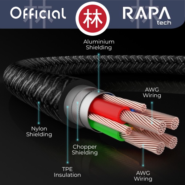 RAPAtech DC1011 - LINE I - USB-A to USB-C Cable Type-C 3A QC 3.0 100cm