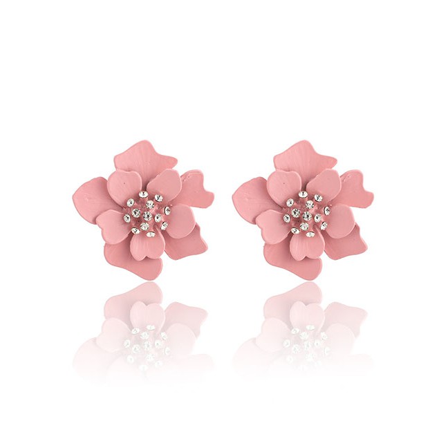 LRC Anting Tusuk Fashion Diamond Three-dimensional Petal Earrings F6737X