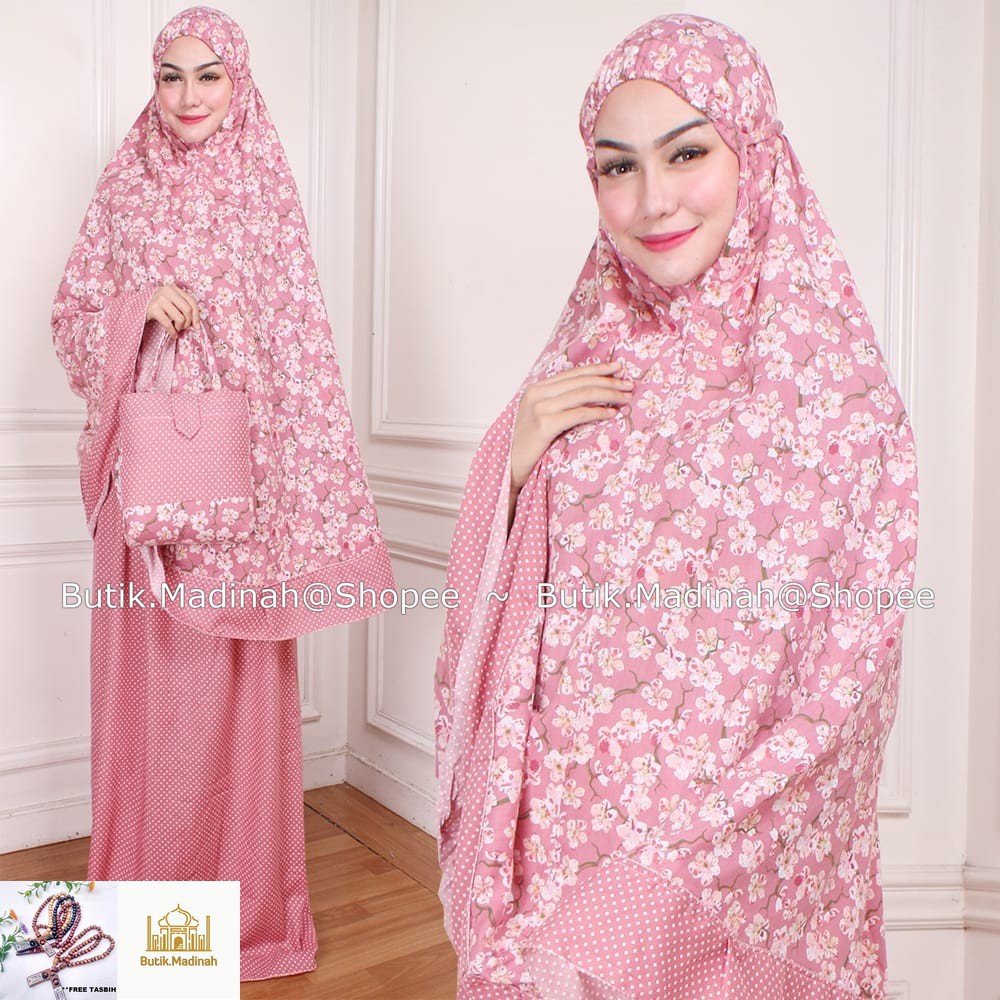 BUTIK.MADINAH MUKENA DEWASA SYAZA SAKURA BALI SITI KHADIJAH PASTELEENA DALANOVA