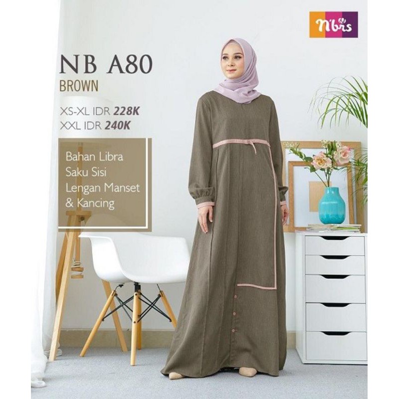 NB A80 Nibras, Gamis NIBRAS NB A80, Gamis Terbaru 2021 Nibras