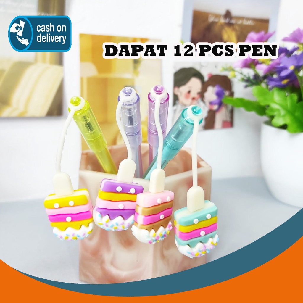 

SELUSIN PULPEN GANTUNGAN ES KRIM KARET ISI 12 PCS ICE CREAM PEN BOLPEN PENA GEL KARAKTER