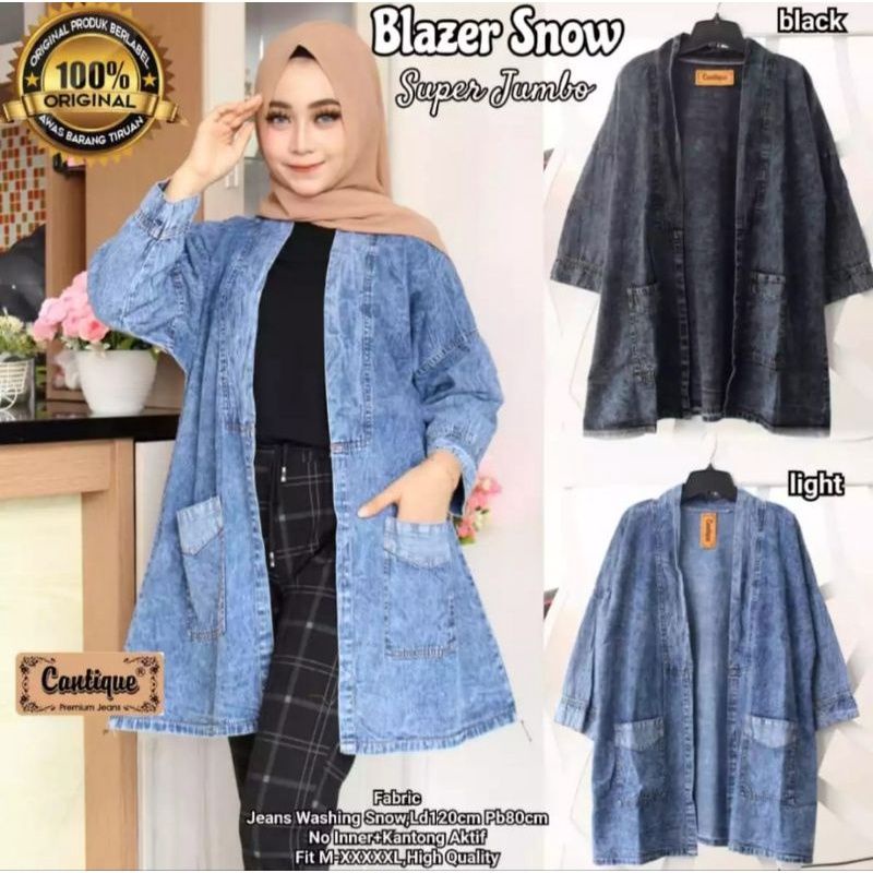 Blazer wanita korea jumbo style / blazer cewek korea kekinian / outer jeans denim wanita / nadia col