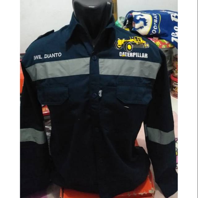 COD Baju kerja proyek alat berat/ kemeja seragam safety pria murah /baju bordir motograder / bordir
