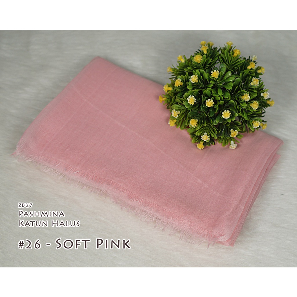 Pashmina Polos Katun Halus - CINDY by Luulu Scarf-#26 - Soft Pink