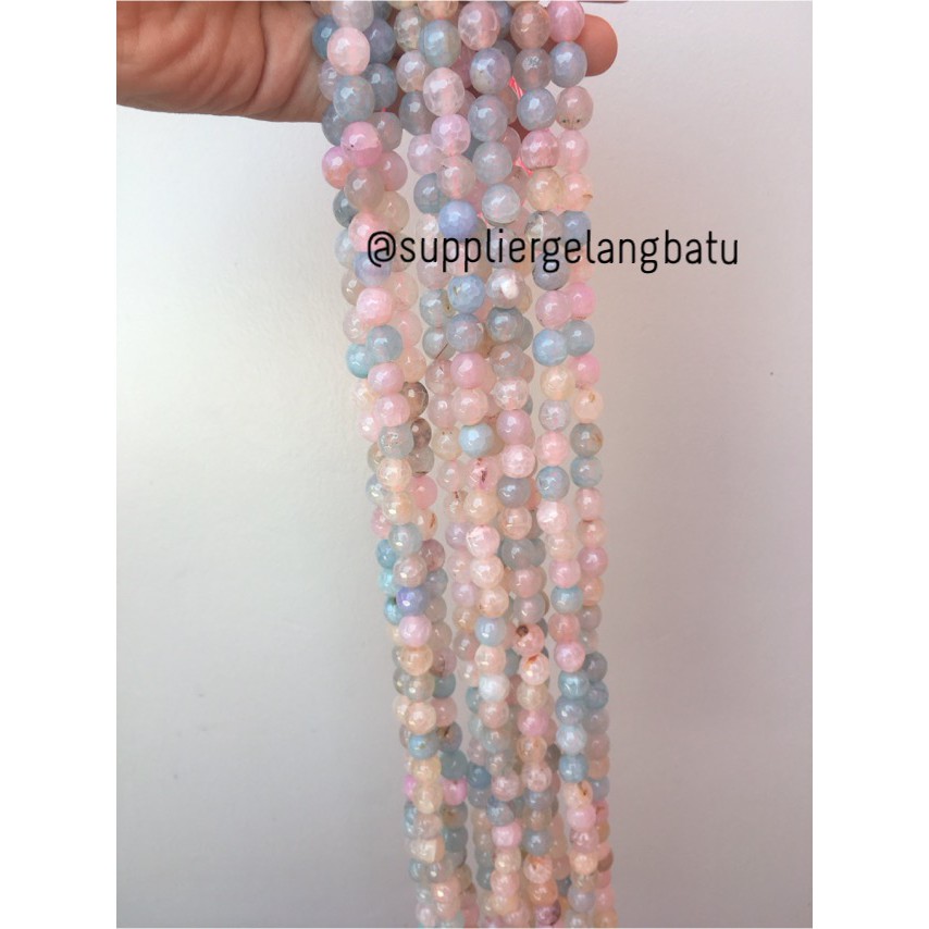 Natural Morgan FACETED beads 10mm CUTTING batu manik candy craft impor aksesoris beads craft fashion