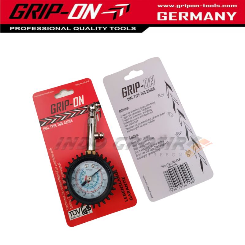 GRIP-ON Dial Type Tire Gauge 220psi Alat  Pengukur Tekanan Angin Ban Motor Mobil Model Bulat Lonceng