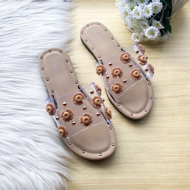 Sandal Slop Mika Bunga Daisy BEST SELLER Import Mokaya 9077