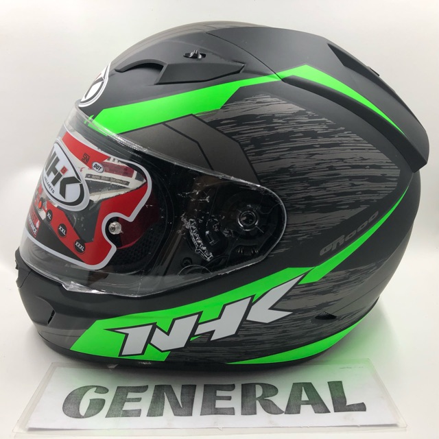 Helm NHK GP1000 GP 1000 Motif Axion Black Green Doff Hitam Hijau Dop Full Face Double Visor