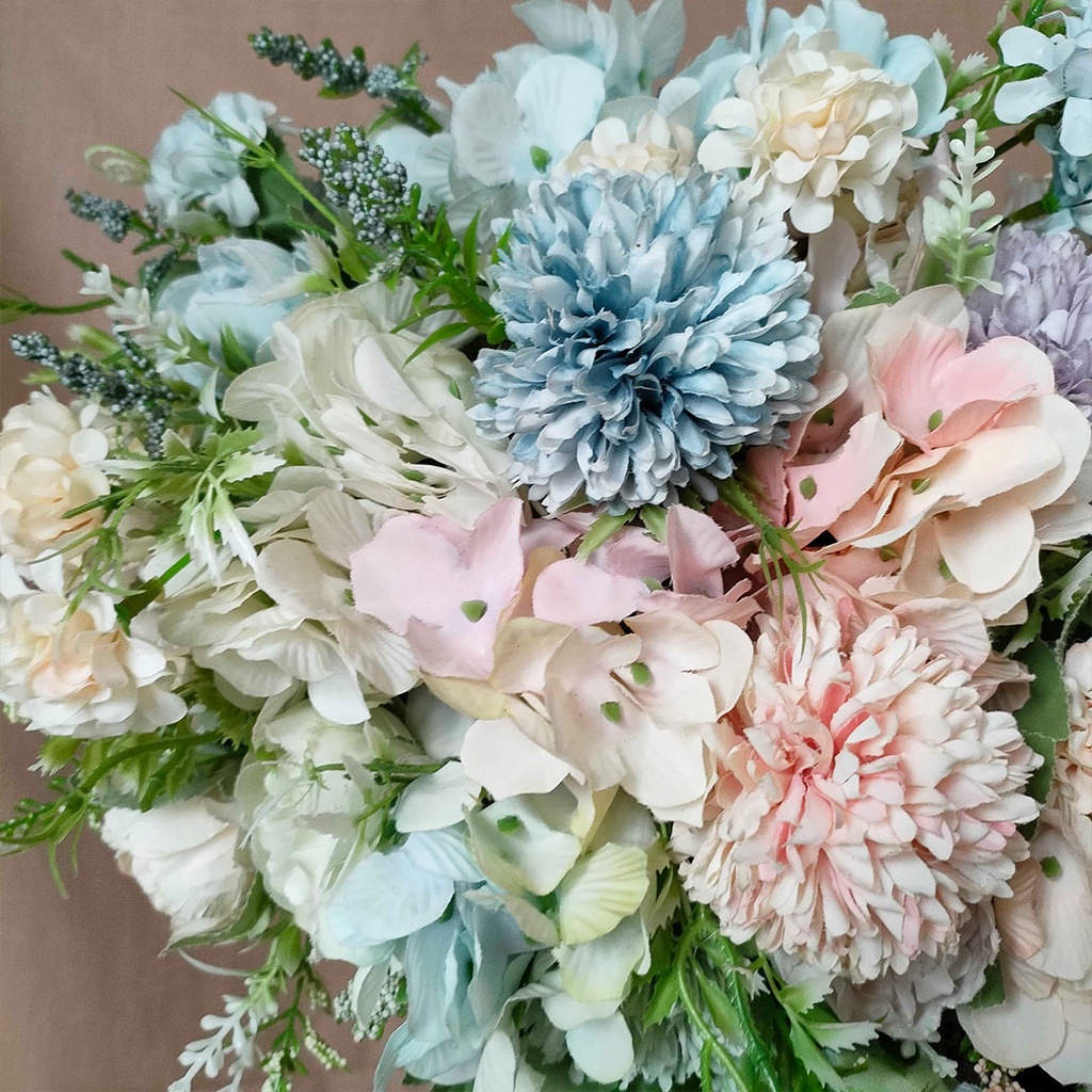 Artificial Mix PomPom Rose Peony Hydrangeas Bouquet Bunga Mawar Cabang Dekorasi Hiasan Rumah Kamar