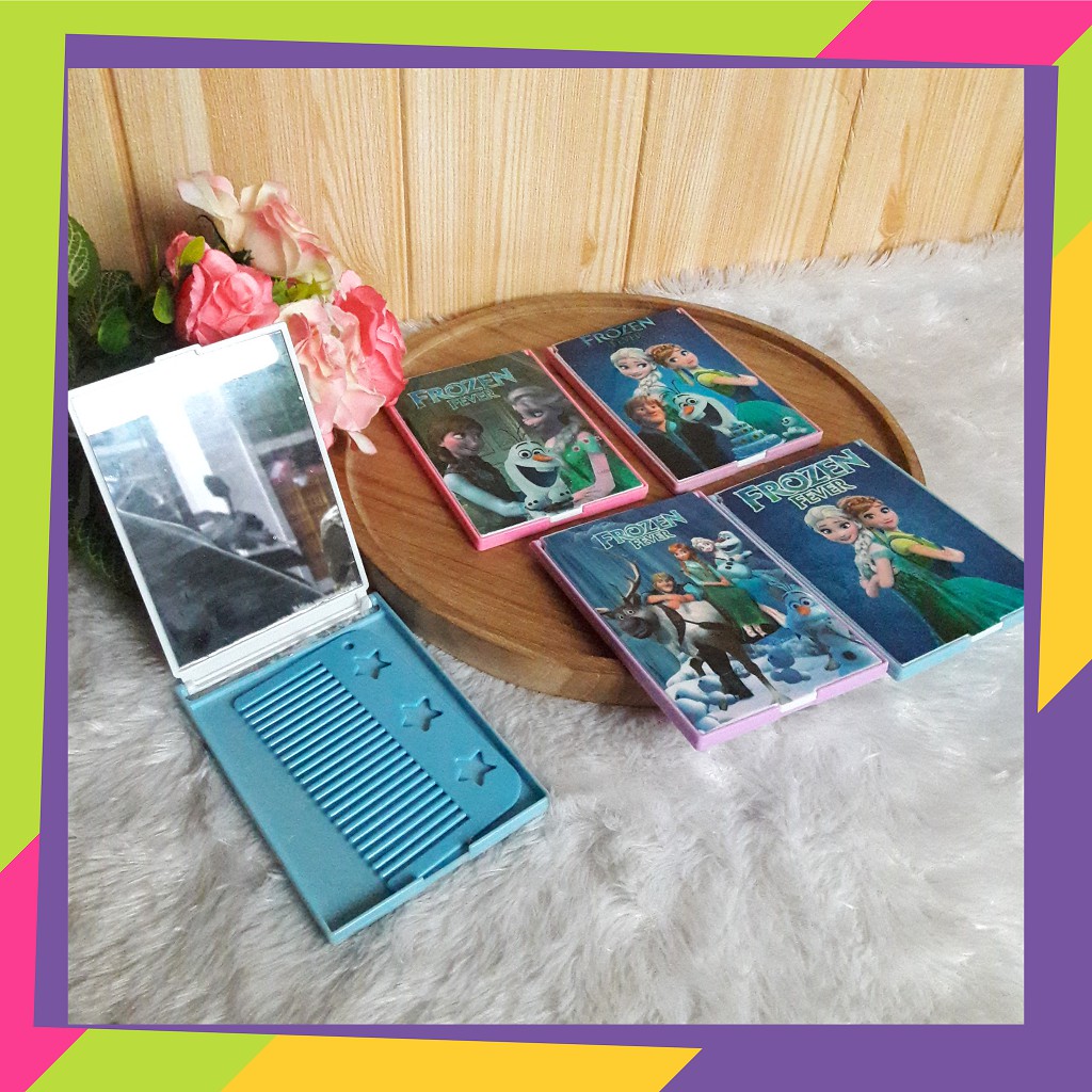 1536 / Cermin lipat persegi Frozen / Kaca rias make up / Cermin lipat anak karakter Frozen