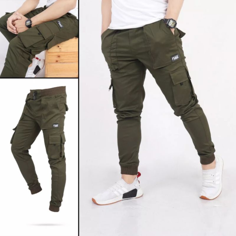 Celana Jogger celana Panjang pria celana cargo joger twill bikers