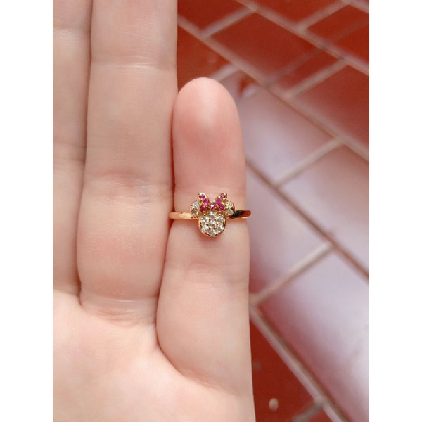 cincin anak mickey &amp; kitty full mp S925 / perhiasan perak 925 berlapis emas