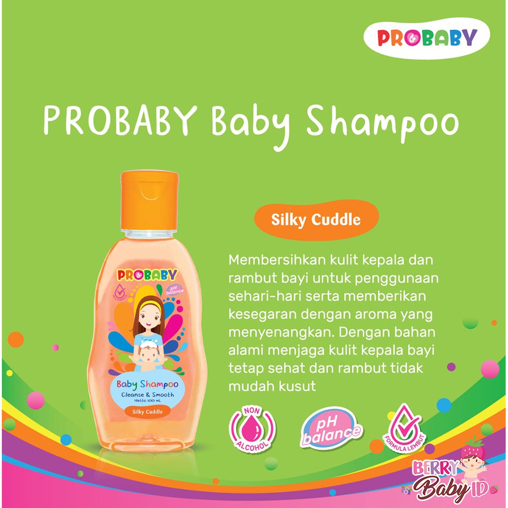 ProBaby Shampo Bayi Pro Baby Shampoo Cheerful Giggle Silky Cuddle Cleanse &amp; Smooth 100 ml Berry Mart