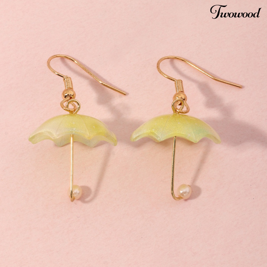 Twowood 1 Pair Women Earrings Umbrella Contrast Color Jewelry All Match Lightweight Cute Hook Earrings for Wedding