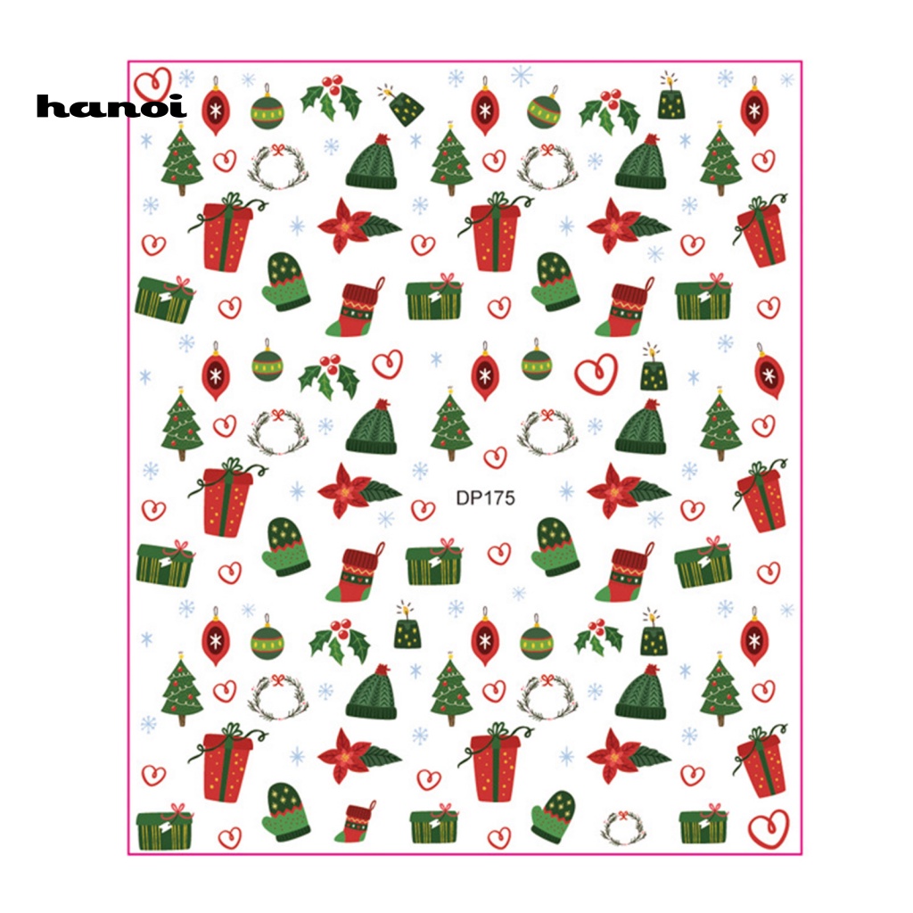 Han_stiker Kuku Motif Santa Claus Untuk Nail Art DIY