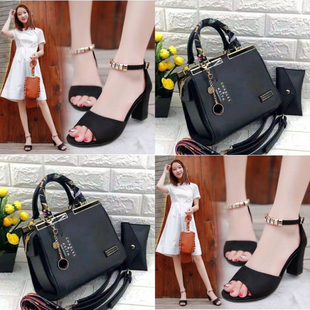 Paket tas Selempang dan sandal heel