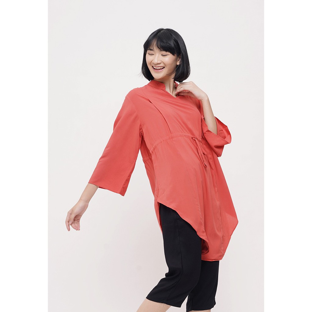 

MONOMOM Millie Tunic Salmon - Baju Menyusui Nursing Wear Stylish Premium