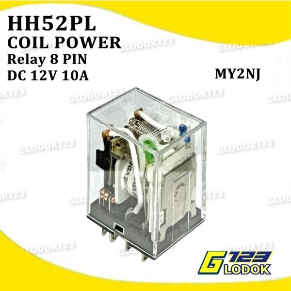 Relay 8 PIN Kaki 8P Coil Power DPDT Rilay LY2 LY2N MY2NJ DC 12V 10A