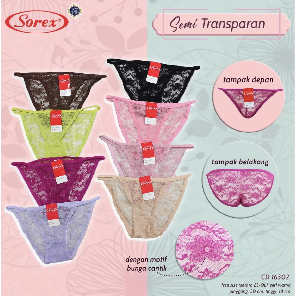 SOREX CD WANITA BRUKAT RENDA LACE SEKSI SEMI TRANSPARANT 16302 ; 16303 ; 16298 ; 16294 BEST SELLER